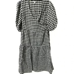 NWT Topshop Gingham Midi Wrap dress Monochrome Black and White Size 4